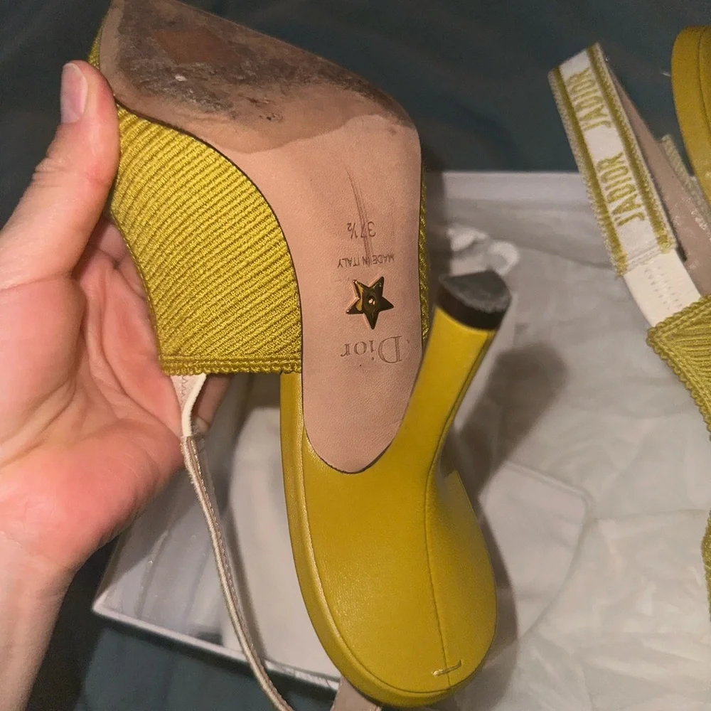 Dior Yellow Stiletto Heels with Textured Finish 37.5 size - Picture 3 of 5